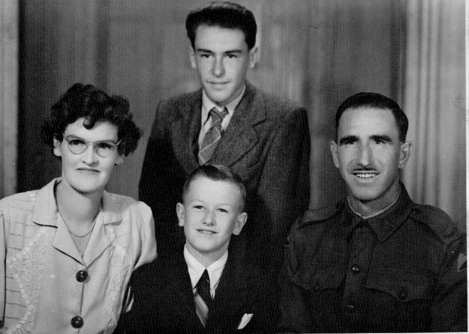 Beryl Wine, Andrew Wine standing, Donald Wine, Charles Roy Wine